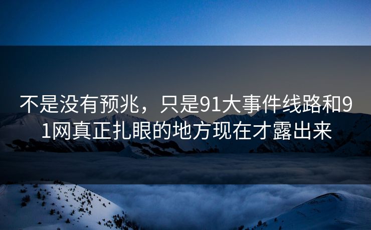 不是没有预兆，只是91大事件线路和91网真正扎眼的地方现在才露出来