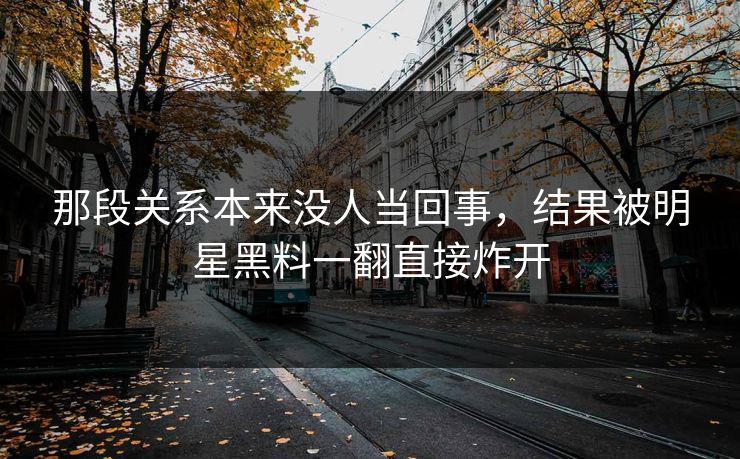 那段关系本来没人当回事，结果被明星黑料一翻直接炸开