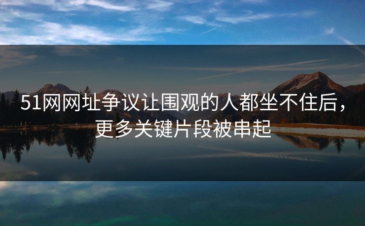 51网网址争议让围观的人都坐不住后，更多关键片段被串起