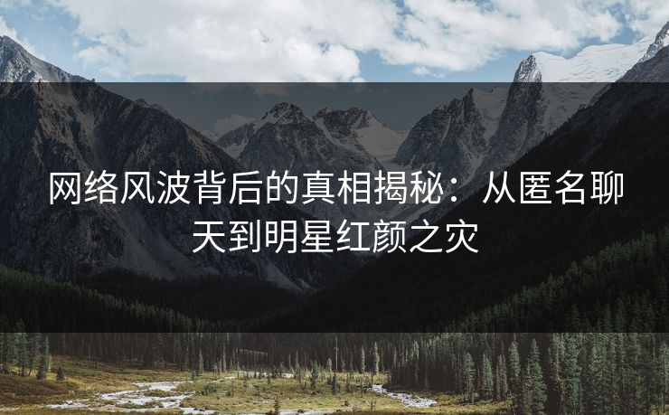 网络风波背后的真相揭秘：从匿名聊天到明星红颜之灾