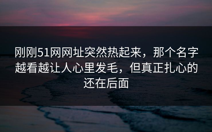 刚刚51网网址突然热起来，那个名字越看越让人心里发毛，但真正扎心的还在后面