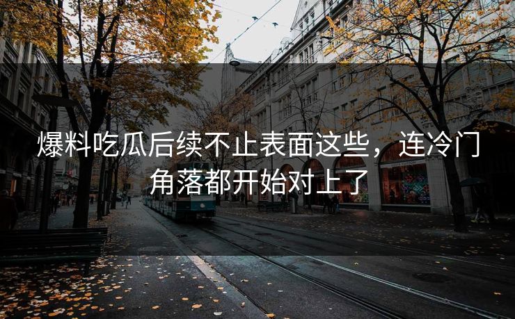 爆料吃瓜后续不止表面这些，连冷门角落都开始对上了