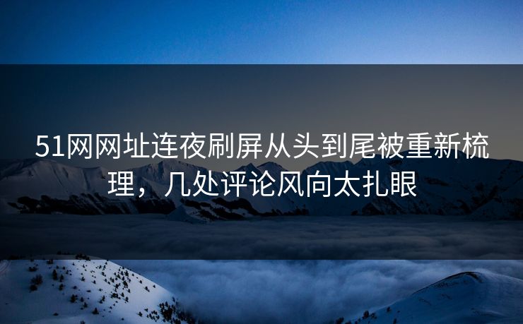 51网网址连夜刷屏从头到尾被重新梳理，几处评论风向太扎眼
