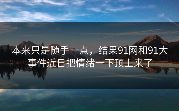 本来只是随手一点，结果91网和91大事件近日把情绪一下顶上来了