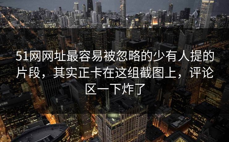 51网网址最容易被忽略的少有人提的片段，其实正卡在这组截图上，评论区一下炸了